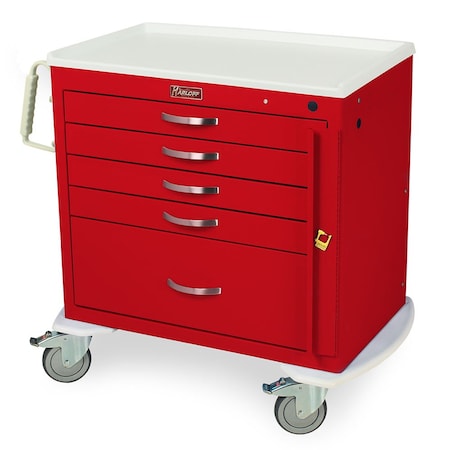 Harloff X-Short Emergency Crash Cart, Standard Width, Five Drawers, Breakaway Lock MDS3021B15